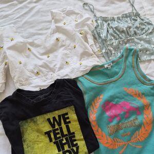 Women Floral Tank Top Crop Top And T Shirt Bundle